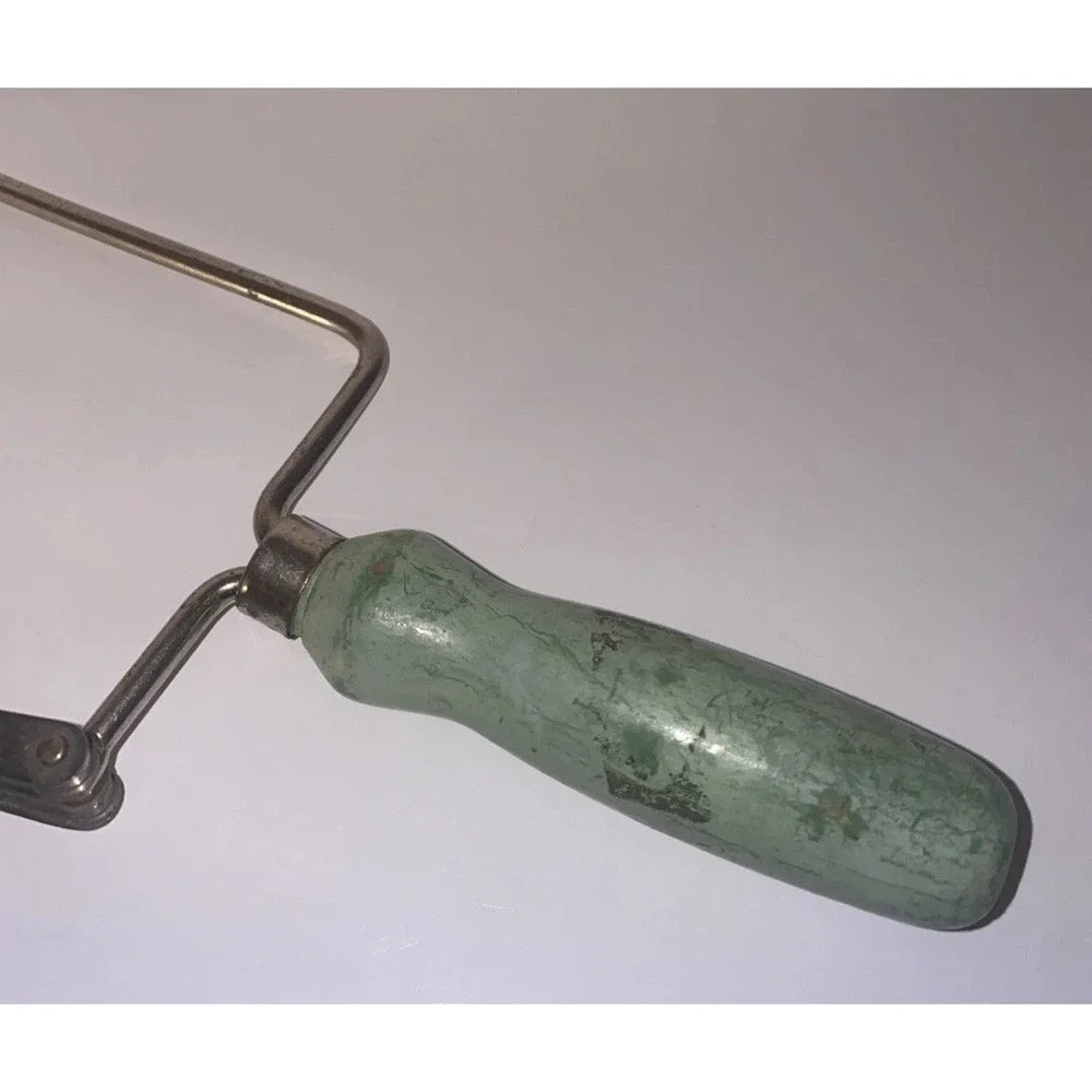 Vintage Green Wooden Handle Pastry Dough Cutter